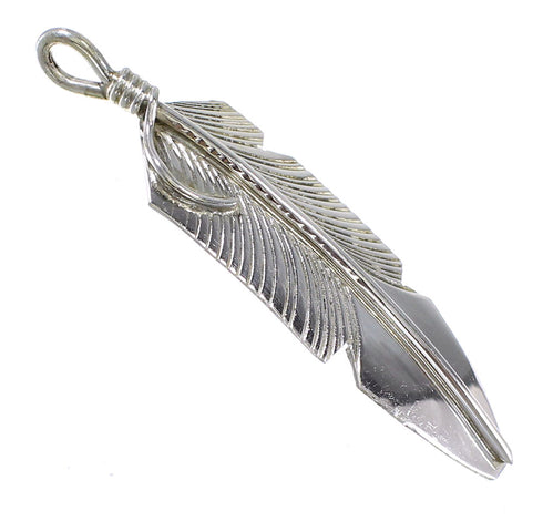 Navajo Authentic Sterling Silver Feather Pendant RX67822